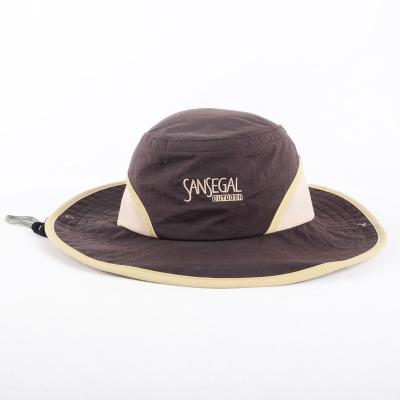 China Wholesale Wide Brim Sun Protection Boonie Fishing Hat Embroidery Logo Custom Bucket Hat With String for sale