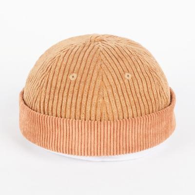 China Corduroy men's and women's plain pleated brimless hat COMMON solid color for sale