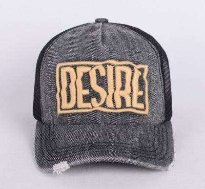 China OEM JOINT Wholesale Classic Distressed Worn Denim Washed Trucker Hat Mesh Snapback Back Rips Custom Your Embroidery Logo For Outdoor for sale