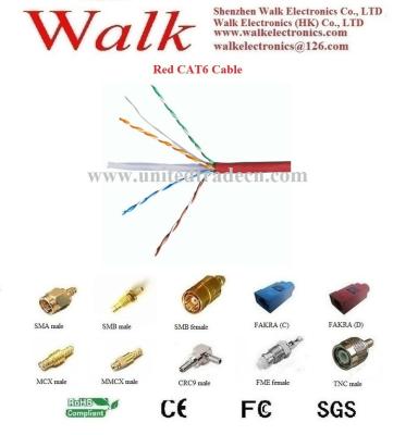 China CAT6 cable, UTP CAT6 cable, network cable, LAN cable, red color UTP CAT6 for sale