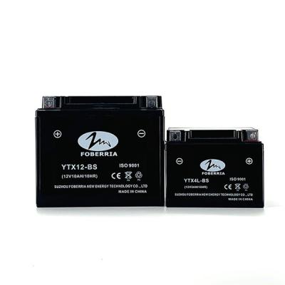 China Black Color YTX12-BS Lead Acid Storage Motorcycle Battery Deep Cycle Motorcycle Battery for sale