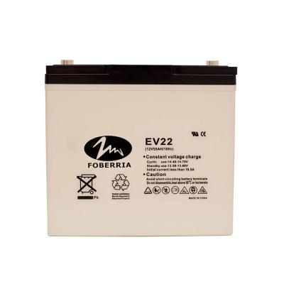 China AT 12v 55ah EV Lead Acid Batteries EV22 Electro Tricycle Sulfuric Acid Battery for sale