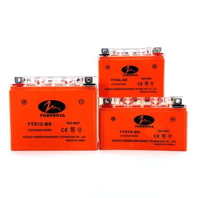 China 12V12ah Maintenance Free Motorcycle Battery 12N6.5 BS rechargeable motorcycle battery for sale