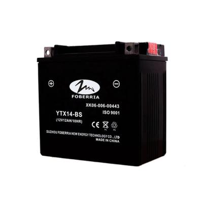 China Wholesale Black Color 12v 14ah Motorcycle Battery YTX14 BS Motorcycle Battery for sale