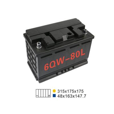 China Autobatterie 20HR 75AH 660A 6 Qw 80L für Anfangshalt 311*175*175mm zu verkaufen