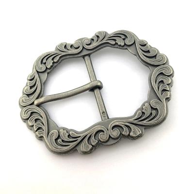 China 40mm Retro Zinc Alloy Belt Custom Made Nickel Free Pin Buckles For Handbag Flower Pattern Clothing Accessories for sale