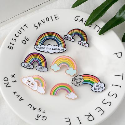 China Wholesale Custom Creative Alloy Magnetic Badge Metal Enamel Rainbow Brooch Pin Badges Magnetic Shape for sale