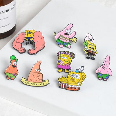 China Creative Magnetic Fashion Spongebob Cartoon Enamel Pin Personalized Custom Metal Pin Badges for sale