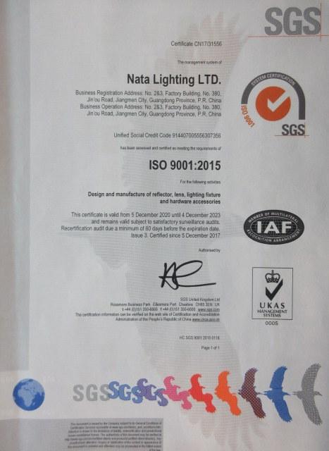 ISO9001 - Guangdong Rida Lighting Co., Ltd.