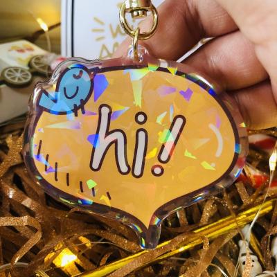 China Souvenirs/Decoration/Promotional Gift Yiwu OEM Logo Custom Make Own Design Printed Transparent Acrylic Keychain Cartoon Anime Epoxy Hologram Plastic Keychains for sale