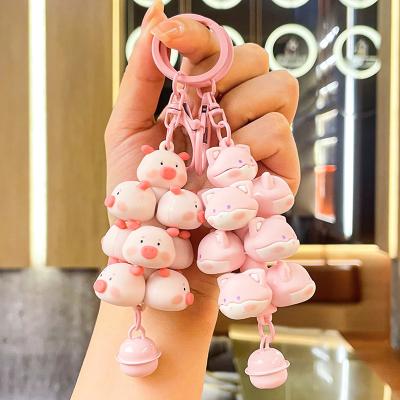 China Bag Car Pendant Accessories Hot Sale Creative Cute Small Pet Animal Keychain Decorative Hanging Schoolbag Car Pendant Cartoon Anime 3D Rubber Keyrings for sale