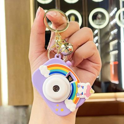 China Bag Car Pendant Accessories Creative Fashion Rainbow Rabbit Projection Camera Keychain Cute Cartoon Anime Students Schoolbag Pendant Keychains For Gift for sale