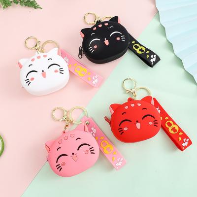 China Bag Car Pendant Accessories Hot Sale Cartoon Anime Rubber Coin Wallet Keychain Creative Cat Purse Earphone Storage Key Chain Rubber Bag Pendant for sale