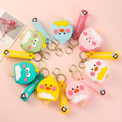 China Bag Car Pendant Accessories Wholesale Cartoon Anime Storage Small Gift Bag Pendant Lovely Coin Wallet Keychain Rubber Little Yellow Duck Purse Keychains for sale