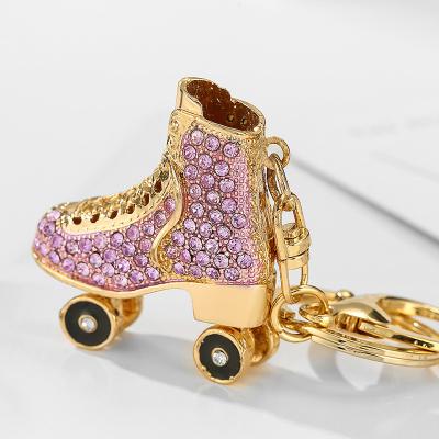 China Bag Car Pendant Accessories High Quality Colorful Diamond Inlaid Hollow Keychain Europe And United States Fashion Creative Metal Key Rings As Gift for sale