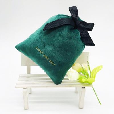 China Customized Custom Logo For Promotional Gift Bag Hot Sale Polyester Suede Drawstring Christmas Gift Bag Velvet Bag for sale