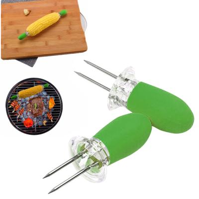 China Easily Cleaned 8pc Mini Size BBQ Corn Forks Spikes Sticks Plastic Corn Holders for sale