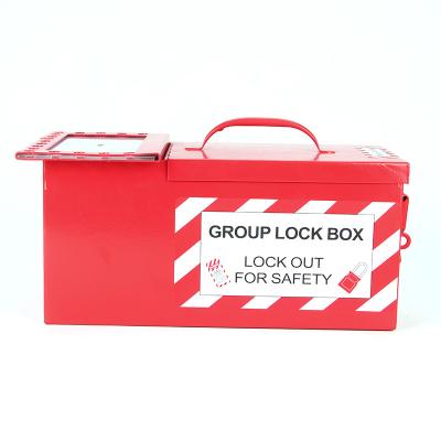 China Lockey Portable Heavy Duty Steel Group Combined Lockout Storage Box Red Color for sale