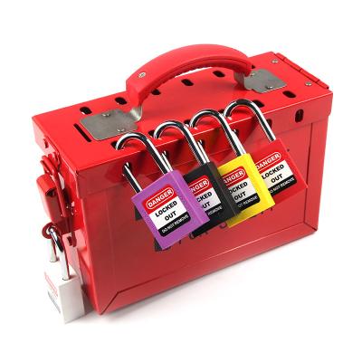 China Loto Industrial Portable Steel Safety 13 Lock Group Lockout Box Free Accessories for sale