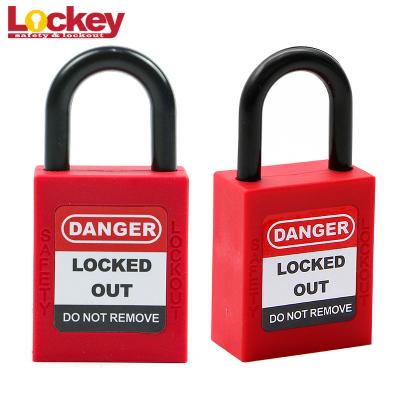 China LOTO Safety Padlock Lockout Keyed Alike Plastic Padlock 25mm Nylon Shackle for sale