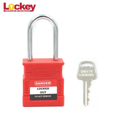 China Brass Lock Core 5mm Steel Shackle Nylon Body Safety Padlock for sale