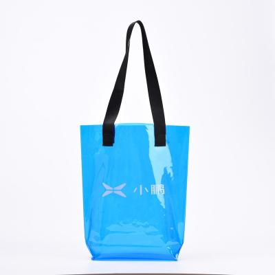 China Fashion Reusable Custom Transparent PVC Tote Bag Holographic Shopping Bag for sale