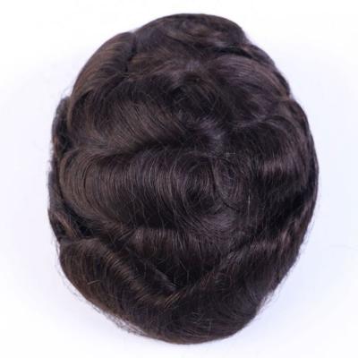 China 100% Density Full PU 0.06 Weak Hair Replacement Hairpiece Skin Toupee Full PU Thin and Comfortable Hairpiece for Men for sale