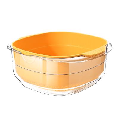 China Large Capacity Vegetable Double-Layer Household Basket Drain Drain Plastic Stocked Filter Basket for sale