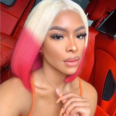 China Factory Wholesale High Quality Medium Straight Part HD Transparent Lace Front Wigs Bob Wig Short Straight Hair Wigs For Woman for sale