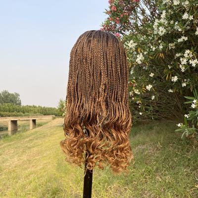 China Custom Braided Curly Braided Wig Custom Vendors Synthetic Fiber Ombre Brown Ombre Hair Body Wave Wigs Bright Synthetic Braiding Wigs Hair Lace Front Wigs for sale