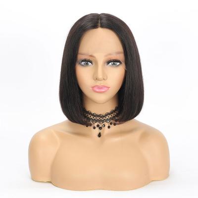 China Brazilian Lace Front Wigs For Black Women Middle Long Wave Human Hair Lace Front Wig Natural Black Swiss Good Quality Silky Straight Wig for sale