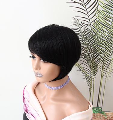 China 100% Factory Wholesale Machine Wave Hair Short Silky Straight Hair Wig For Women for sale