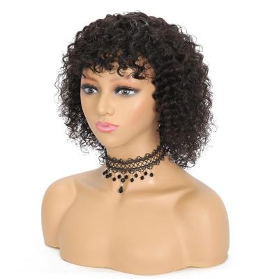 China Kinky Curly Natural Density Girls 150% Density Pixie Cut Unprocessed Human Hair Afro Wave Short Black Wig for sale