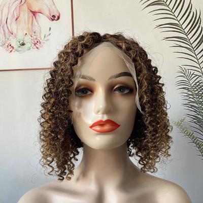 China New Fashion 100% Unprocessed Virgin Hair Wig Ombre Brown Short Closure Peruvian Hair Straight Wigs Bob Lace Front Wigs for sale