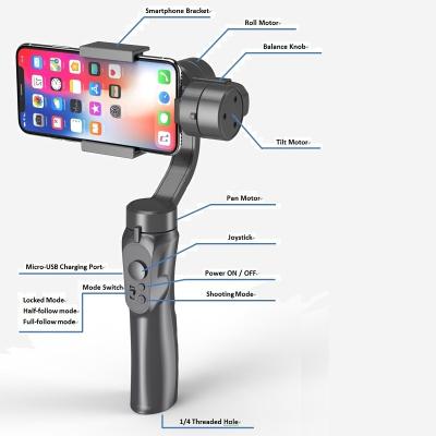 China F6 Mobile Phone Object Tracking Mobile Phone Smartphone 3 Axis Stabil 3Axis Handheld Mobile Phone Gimbal Stabilizer with Tripods for sale