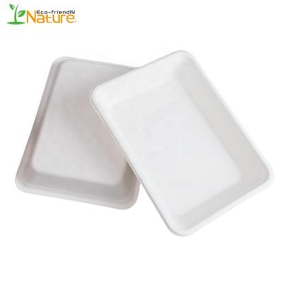 China Disposable 100% Compostable Bagasse Sugar Cane Microwavable Tray For Food for sale