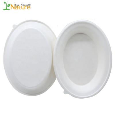 China Disposable Biodegradable 32oz Bagasse Soup Bowl Sugar Cane Oval Bowl for sale