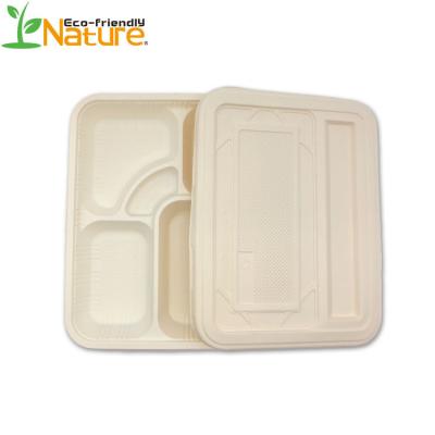 China Fashionable Five Compartment Container Cornstarch Decomposable Waterproof Box for sale