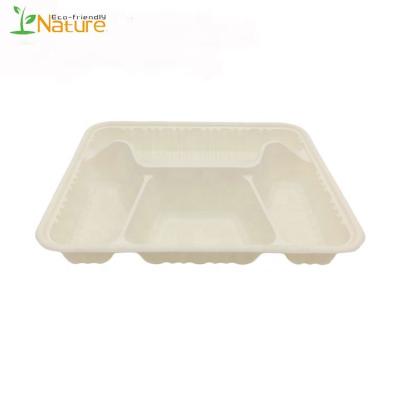 China Disposable Cornstarch 4 Compartment Biodegradable Disposable Food Tray For Lunch for sale