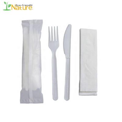 China Disposable Cornstarch 100% Biodegradable Compostable Utensils CPLA Cutlery Set for sale