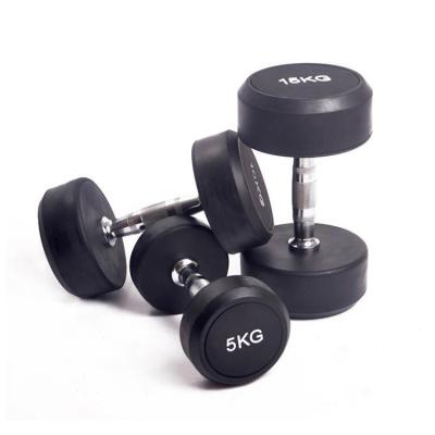 China Durable 10kg Gym Power Training Equipment Rubber Coated Steel Weights In Pounds Hexagon Hex Dumbbells Sets 40kg for sale