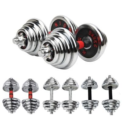 China Durable Zhoya Hot Sale Suitable For Home Gym Fitness Equipment Plating Dumbbell Set Adjustable Barbell Set 50kg for sale