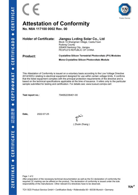 CE - Nantong Qiangsheng Photovoltaic Co. Ltd