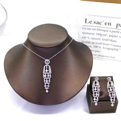 China Tabora Jewelry Wholesale Trendy Dubai Jewelry Sets Copper 18k Gold Plated Zircon Luxury Necklace Pendant Earring Set Accessories for sale