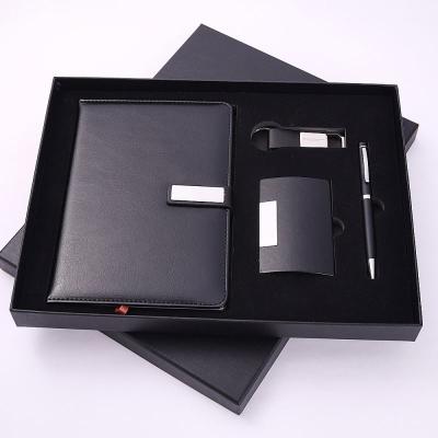 China High Quality Wholesale Diary Planner PU Notebook Leather Luxury Company Gift Set Card Case Holder Pen Keychain Notebook Set for sale