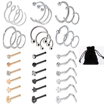 China 2021 FASHIONABLE hot sale face nose ring studs sellers jewelry surgical steel channelclip on non piercing clip on nose rings nose ring for sale