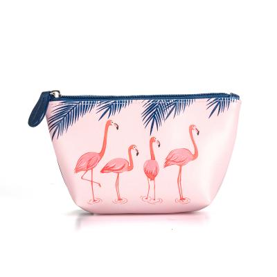 China Wholesale Hot Selling Cosmetic Pouch Crane Customized Color Pattern High Quality Fashion Leather Make Up Bag for sale