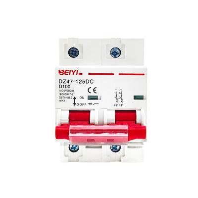 China PV Solar System MCB Manufacturer CE CCC Certificated High Quality DZ47-125 2pole DC mcb 1000v 48V SOLAR DC mcb circuit breaker 100a for sale