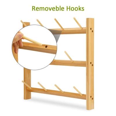 China Creative Foldable Natural Wooden Hooks Bamboo Coat Rack Bamboo Wall Hooks for sale