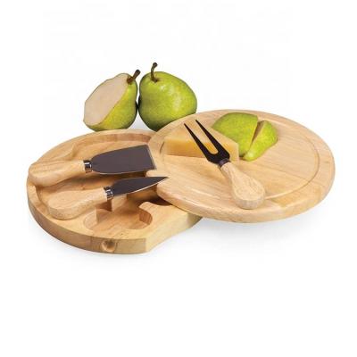 China Sustainable Bamboo Wood Cheese Serving Board and 3 Piece Cheese Tool Kit for sale